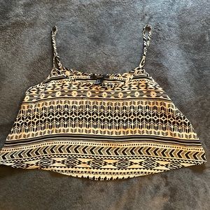 Black and cream Aztec spaghetti strapped crop top